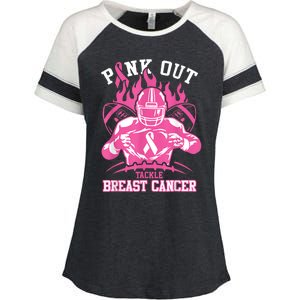 Out Tackle Breast Cancer Awareness American Football Enza Ladies Jersey Colorblock Tee