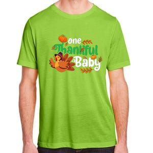 One Thankful Baby Funny Turkey Thanksgiving Baby Announcement Adult ChromaSoft Performance T-Shirt