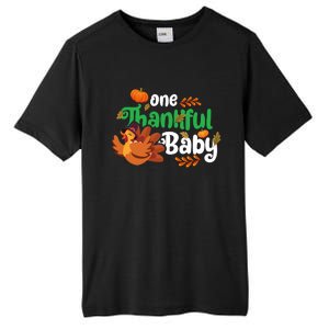 One Thankful Baby Funny Turkey Thanksgiving Baby Announcement Tall Fusion ChromaSoft Performance T-Shirt