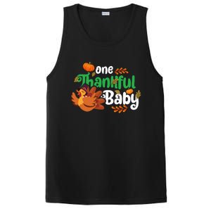 One Thankful Baby Funny Turkey Thanksgiving Baby Announcement PosiCharge Competitor Tank