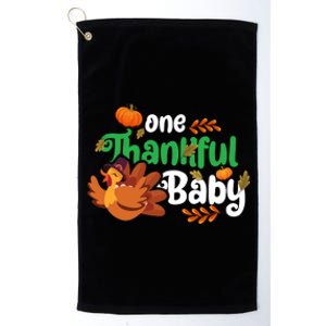 One Thankful Baby Funny Turkey Thanksgiving Baby Announcement Platinum Collection Golf Towel