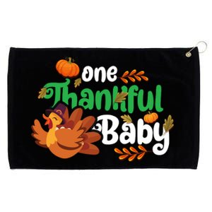 One Thankful Baby Funny Turkey Thanksgiving Baby Announcement Grommeted Golf Towel