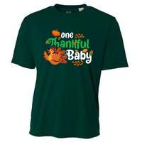 One Thankful Baby Funny Turkey Thanksgiving Baby Announcement Cooling Performance Crew T-Shirt