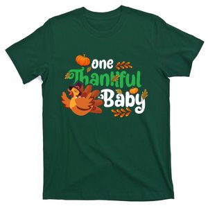 One Thankful Baby Funny Turkey Thanksgiving Baby Announcement T-Shirt