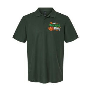 One Thankful Baby Funny Turkey Thanksgiving Baby Announcement Softstyle Adult Sport Polo