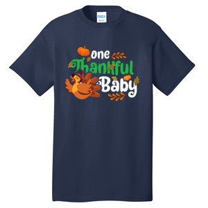 One Thankful Baby Funny Turkey Thanksgiving Baby Announcement Tall T-Shirt