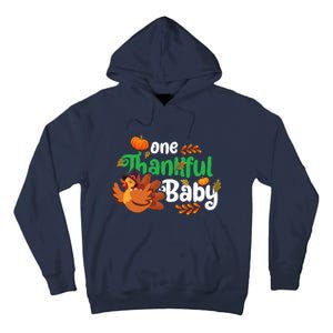 One Thankful Baby Funny Turkey Thanksgiving Baby Announcement Tall Hoodie