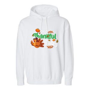 One Thankful Baby Funny Turkey Thanksgiving Baby Announcement Garment-Dyed Fleece Hoodie