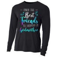 Only The Best Friends Get Promoted To Godmother Watercolor Cooling Performance Long Sleeve Crew