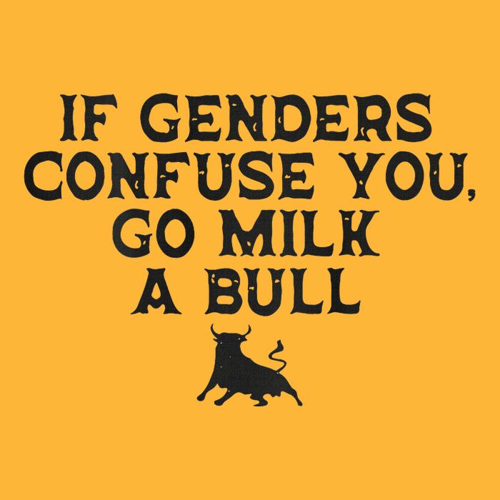 On The Back If Genders Confuse You Go Milk A Bull Meme Pom Pom 12in Knit Beanie
