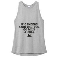 On The Back If Genders Confuse You Go Milk A Bull Meme Ladies PosiCharge Tri-Blend Wicking Tank