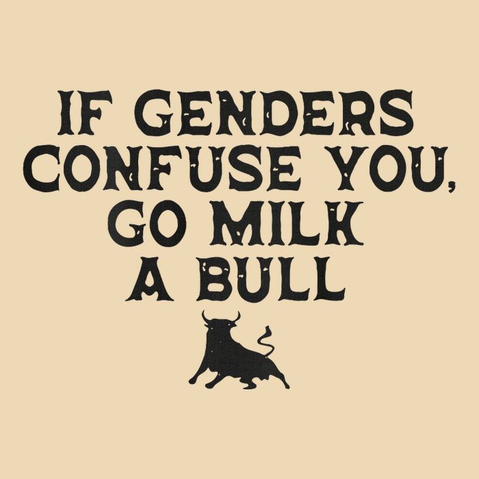 On The Back If Genders Confuse You Go Milk A Bull Meme Drawstring Bag