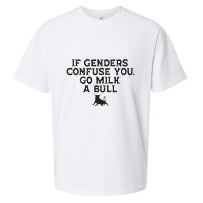 On The Back If Genders Confuse You Go Milk A Bull Meme Sueded Cloud Jersey T-Shirt
