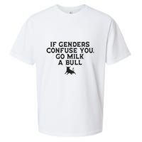 On The Back If Genders Confuse You Go Milk A Bull Meme Sueded Cloud Jersey T-Shirt