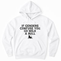 On The Back If Genders Confuse You Go Milk A Bull Meme Hoodie
