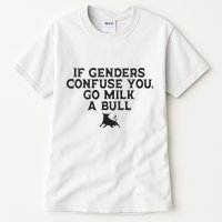 On The Back If Genders Confuse You Go Milk A Bull Meme Tall T-Shirt