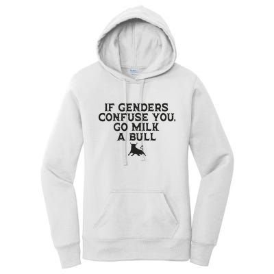 On The Back If Genders Confuse You Go Milk A Bull Meme Women's Pullover Hoodie