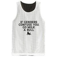 On The Back If Genders Confuse You Go Milk A Bull Meme Mesh Reversible Basketball Jersey Tank