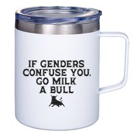 On The Back If Genders Confuse You Go Milk A Bull Meme 12oz Stainless Steel Coffee Mug