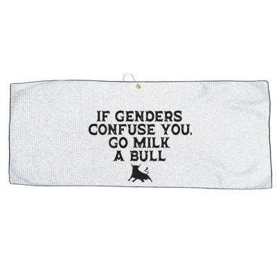 On The Back If Genders Confuse You Go Milk A Bull Meme Large Microfiber Waffle Golf Towel