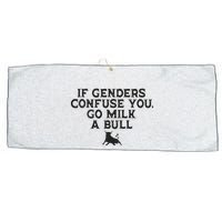 On The Back If Genders Confuse You Go Milk A Bull Meme Large Microfiber Waffle Golf Towel