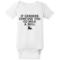 On The Back If Genders Confuse You Go Milk A Bull Meme Baby Bodysuit