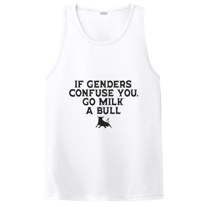 On The Back If Genders Confuse You Go Milk A Bull Meme PosiCharge Competitor Tank