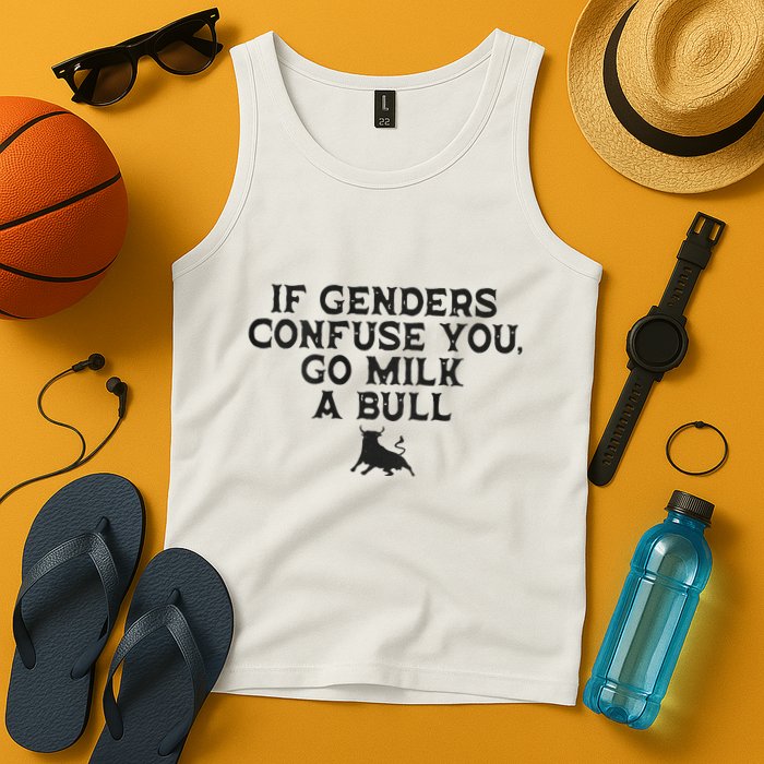 On The Back If Genders Confuse You Go Milk A Bull Meme Tank Top