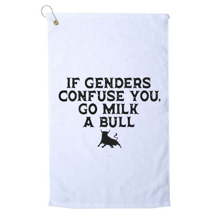 On The Back If Genders Confuse You Go Milk A Bull Meme Golf Towel