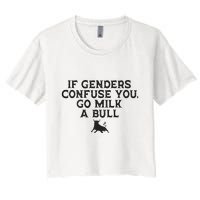 On The Back If Genders Confuse You Go Milk A Bull Meme Crop Top