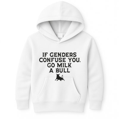 On The Back If Genders Confuse You Go Milk A Bull Meme Kids Hoodie