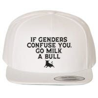 On The Back If Genders Confuse You Go Milk A Bull Meme Wool Snapback Cap
