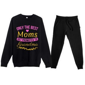 Only The Best Moms Get Promoted To Grandma New Grandma Gift Premium Crewneck Sweatsuit Set