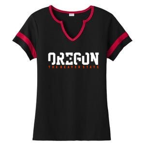 Oregon The Beaver State Cool Logo Ladies Halftime Notch Neck Tee