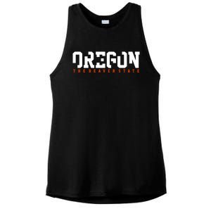 Oregon The Beaver State Cool Logo Ladies PosiCharge Tri-Blend Wicking Tank