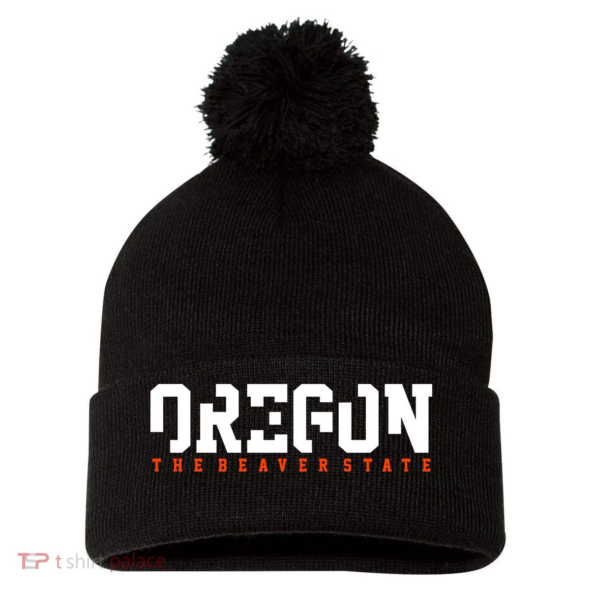 Oregon The Beaver State Cool Logo Pom Pom 12in Knit Beanie