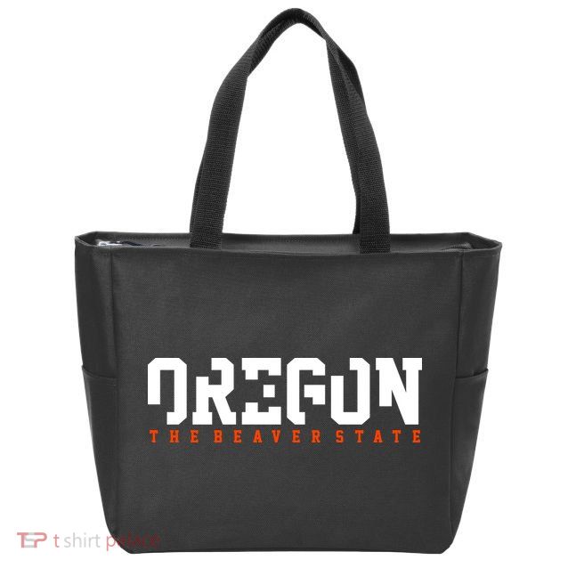 Oregon The Beaver State Cool Logo Zip Tote Bag