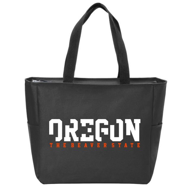 Oregon The Beaver State Cool Logo Zip Tote Bag
