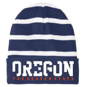 Oregon The Beaver State Cool Logo Striped Beanie with Solid Band