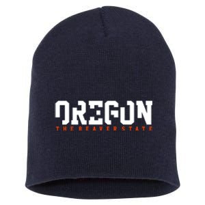 Oregon The Beaver State Cool Logo Short Acrylic Beanie