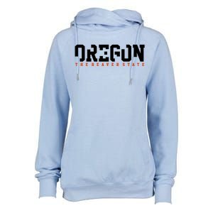 Oregon The Beaver State Cool Logo Womens Funnel Neck Pullover Hood