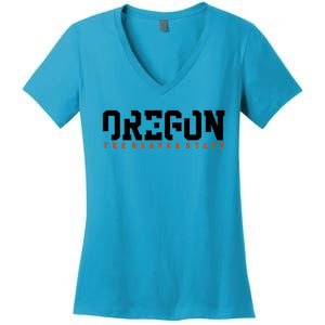 Oregon The Beaver State Cool Logo Women's V-Neck T-Shirt