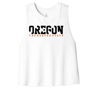 Oregon The Beaver State Cool Logo Women's Racerback Cropped Tank