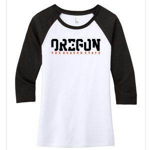 Oregon The Beaver State Cool Logo Women's Tri-Blend 3/4-Sleeve Raglan Shirt