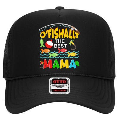 Ofishally The Best Mama Fisherwoman Cute Mom Fishing High Crown Mesh Back Trucker Hat