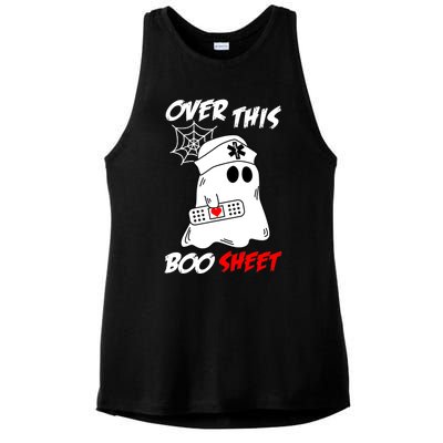 Over This Boo Sheet Funny Ghost Nurse Halloween Ladies PosiCharge Tri-Blend Wicking Tank