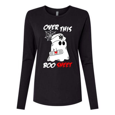 Over This Boo Sheet Funny Ghost Nurse Halloween Womens Cotton Relaxed Long Sleeve T-Shirt