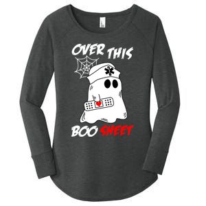 Over This Boo Sheet Funny Ghost Nurse Halloween Women's Perfect Tri Tunic Long Sleeve Shirt