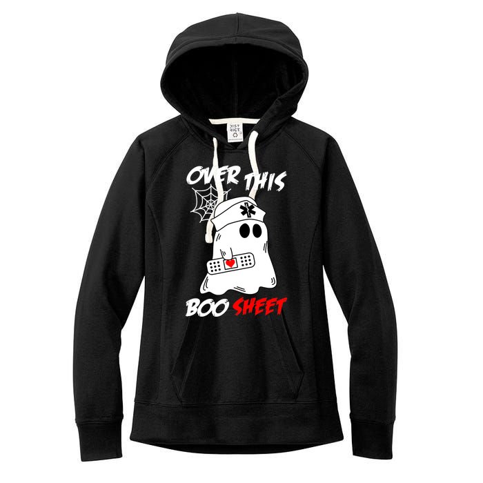 Over This Boo Sheet Funny Ghost Nurse Halloween Women's Fleece Hoodie