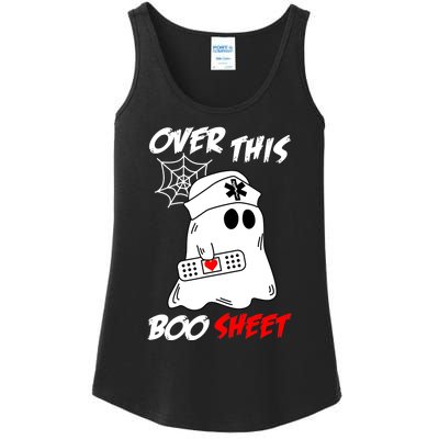 Over This Boo Sheet Funny Ghost Nurse Halloween Ladies Essential Tank